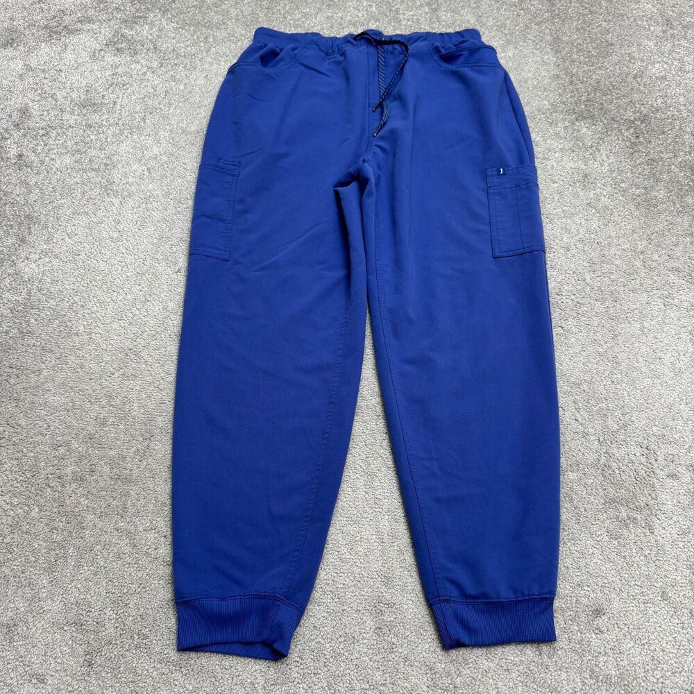 Jaanu Cargo Jogger Scrub Pants Women XL Blue Drawstring Medical Workwear Nursing